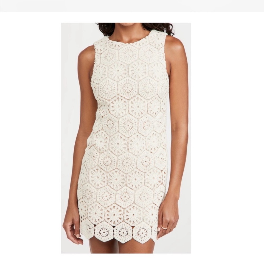 Alice + Olivia Clyde shift dress, crochet, sand, NWT, 0